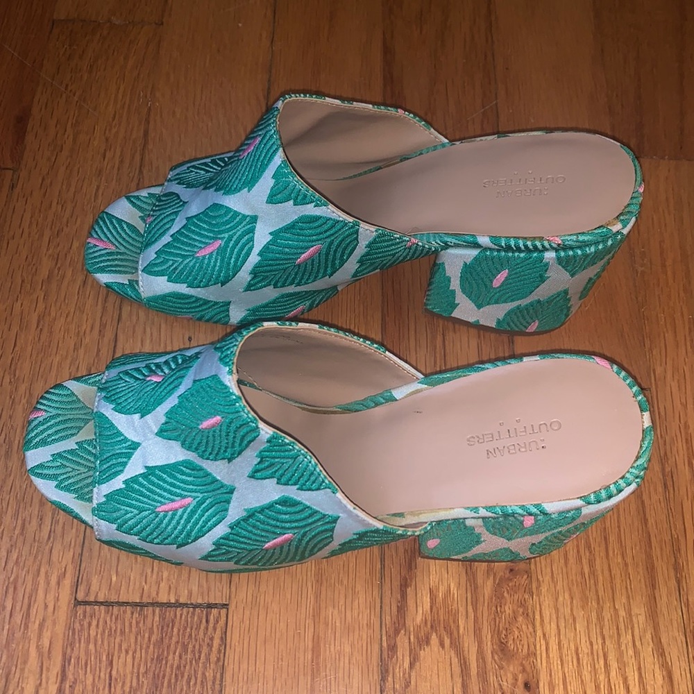 Urban Outfitters leaf mule heels